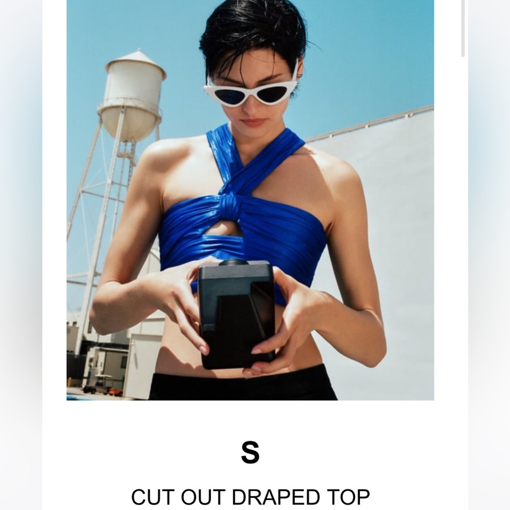 Royal Blue Satin-like Zara Cut Out Tank Top